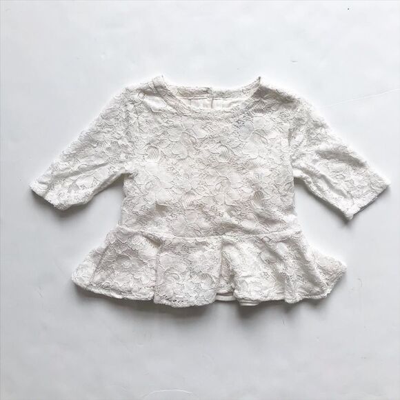 Old Navy lace 3/4 sleeve peplum top EUC 3T - Picture 1 of 4